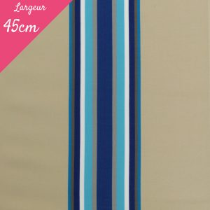 Tissu toile transat plein air motif Cap Ferret couleur bleu