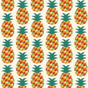 Tissu 100% coton imprimé motif mini ananas couleur rouge orange vert