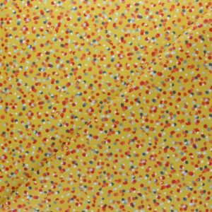 tissu coton fin imprimé mini pois multicolores fond jaun