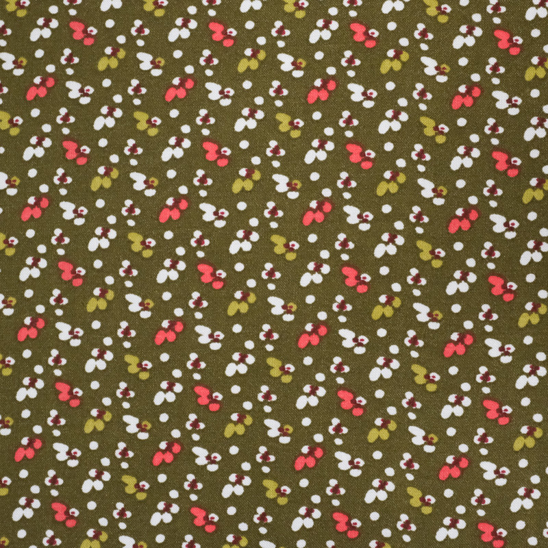 Tissu coton imprimé - Fida col bronze/ocre x 10 cm