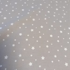 tissu coton fin imprimé ETOILES fond gris OekoTex