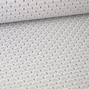 tissu cretonne en coton imprimé garanti Oeko-Tex REF EVENTAIL coloris FORET pour toutes vos créations textiles et DIY