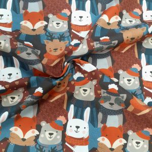 tissu coton imprimé BIO et OEKOTEX motifs enfantin avec animaux