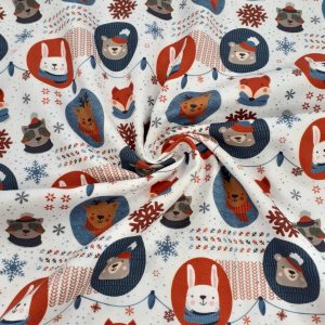 tissu coton imprimé BIO et OEKOTEX motifs enfantin avec animaux