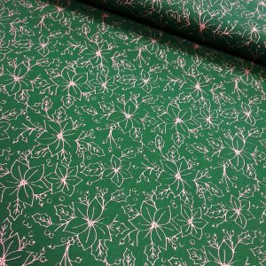 tissu coton imprimé BIO et OEKOTEX motifs NOEL VERT