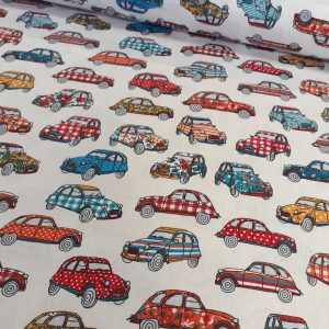 tissu en coton label oekotex , léger et souple avec un joli motif imprimé coloré , pour coudre vêtements et petites créations Déco DIY