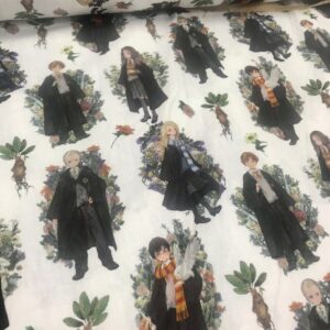 tissu coton imprimé BIO et OEKOTEX motifs HARRY POTTER