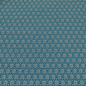 tissu coton imprimé OEKOTEX SAKI bleu vert canard / blanc