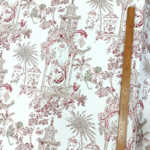 tissu ameublement en grande largeur 280cm imprimé style toile de jouy Coloris Beige/Rouge
