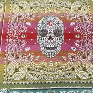 face de coussin calavera motifs brillants dimensions 45*45cm en tapisserie