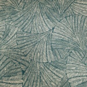 tissus ameublement motifs palmes végétales bleu canard THEVENON KYOTO