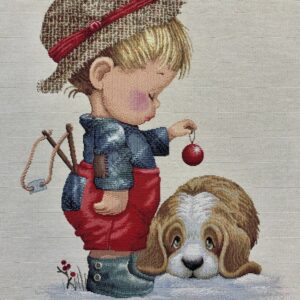 carré tapisserie 45 par 45cm enfant au chien