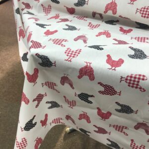 tissu coton enduit spécial nappages motifs poulettes
