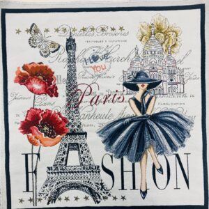 CARRE JACQUARD FACE DE COUSSIN MOTIFS PARIS FASHION