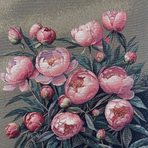 Carrés BOUQUET PIVOINES en tissu jacquard bien épais, parfaits pour coudre vos coussins ou pour toutes vos créations DIY et transformer ces jolis carrés en sacs ou totebags uniques et originaux !