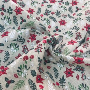 Tissu coton imprimé de motifs inspirés de NOEL pour créer tous vos projets de déco !