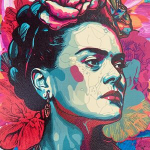 carré en similicuir 45*45cm pour créer sacs ou coussins LA BELLE FRIDA KAHLO