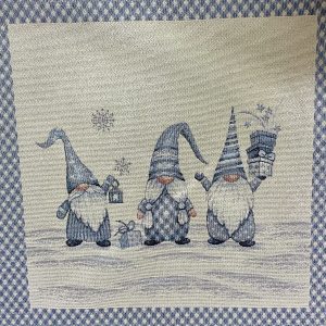 carré jacquard 3 petits gnomes en lurex argenté
