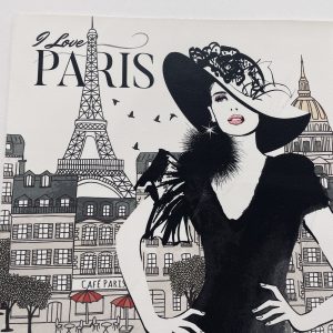 carré similicuir en 45*45cm avec motif Robe noire à Paris