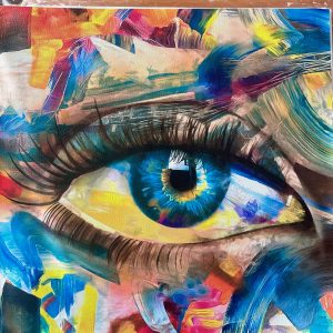 carré en similicuir 45*45cm pour créer sacs ou coussins OEIL POPART