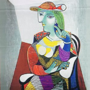 tissu carré 45*45cm en velours motifs visages façon Picasso