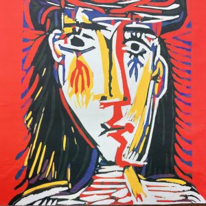 tissu carré 45*45cm en velours motifs visages façon Picasso