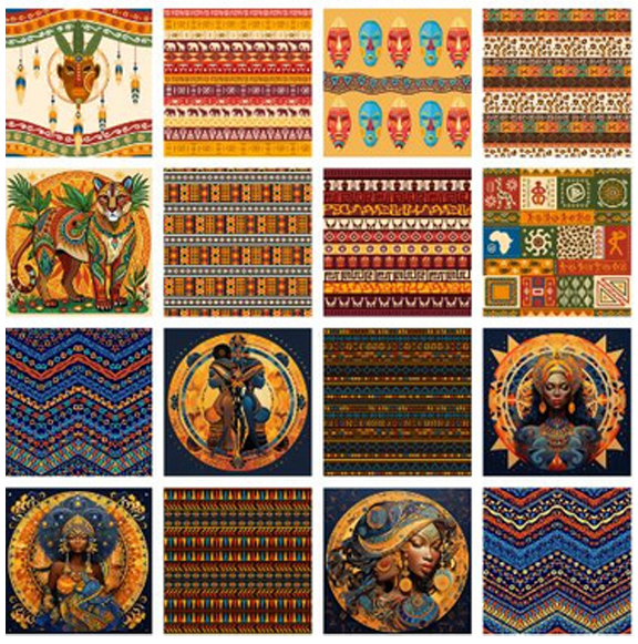 lot 16 carrés lingettes Beautés d'Afrique