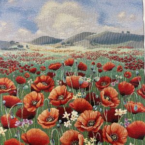 CHAMP DE COQUELICOTS carré jacquard tapisserie 47*47cm pour créer vos coussins, sacs, réalisations DIY