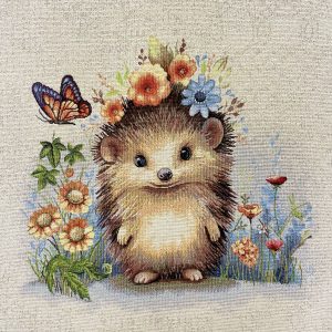 ADORABLE HERISSON carré jacquard tapisserie 47*47cm pour créer vos coussins, sacs, réalisations DIY