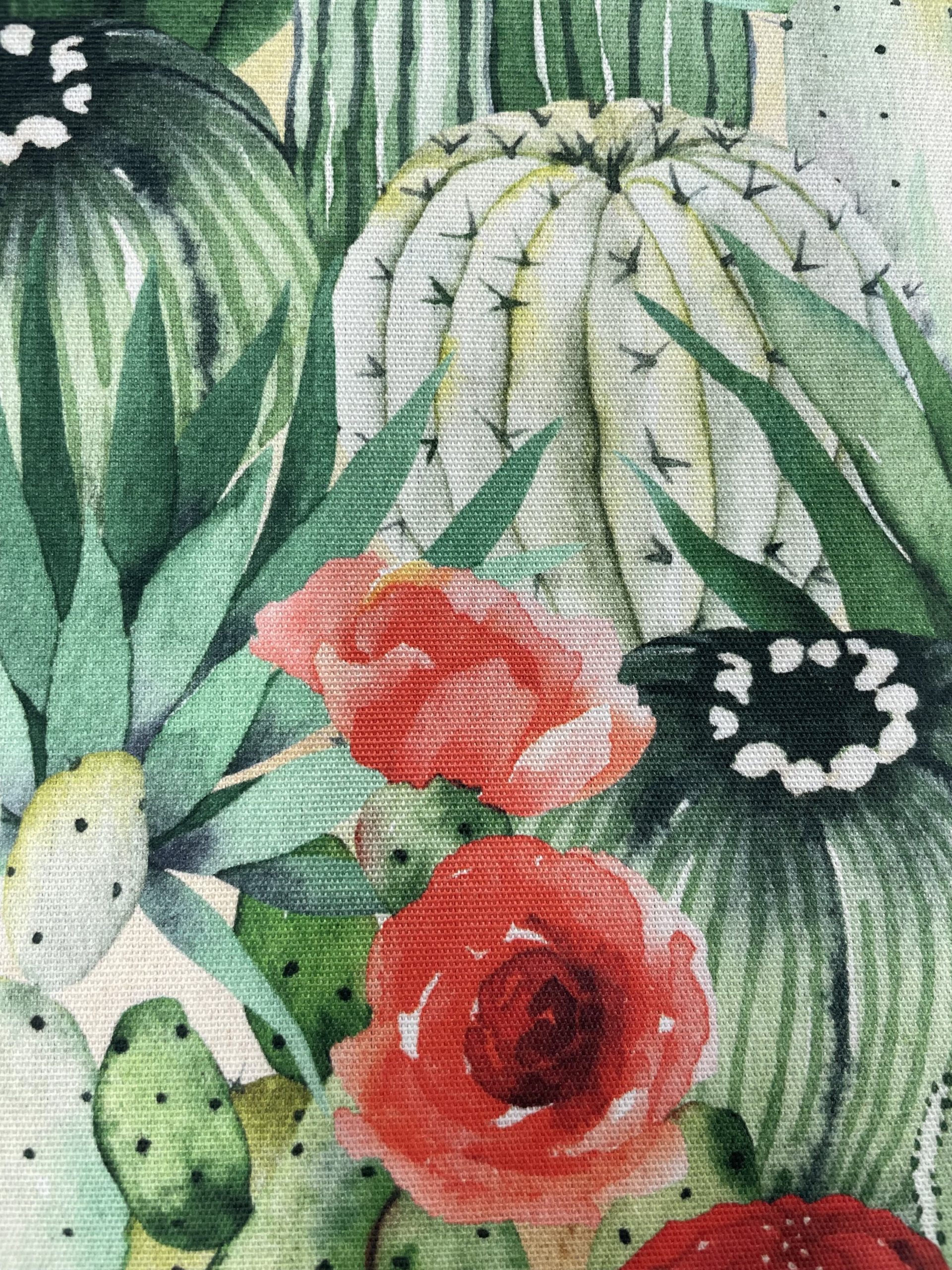 toile extérieure MOTIFS FEUILLAGES ET CACTUS VERTS Spécial Plein Air avec traitement anti taches outdoor