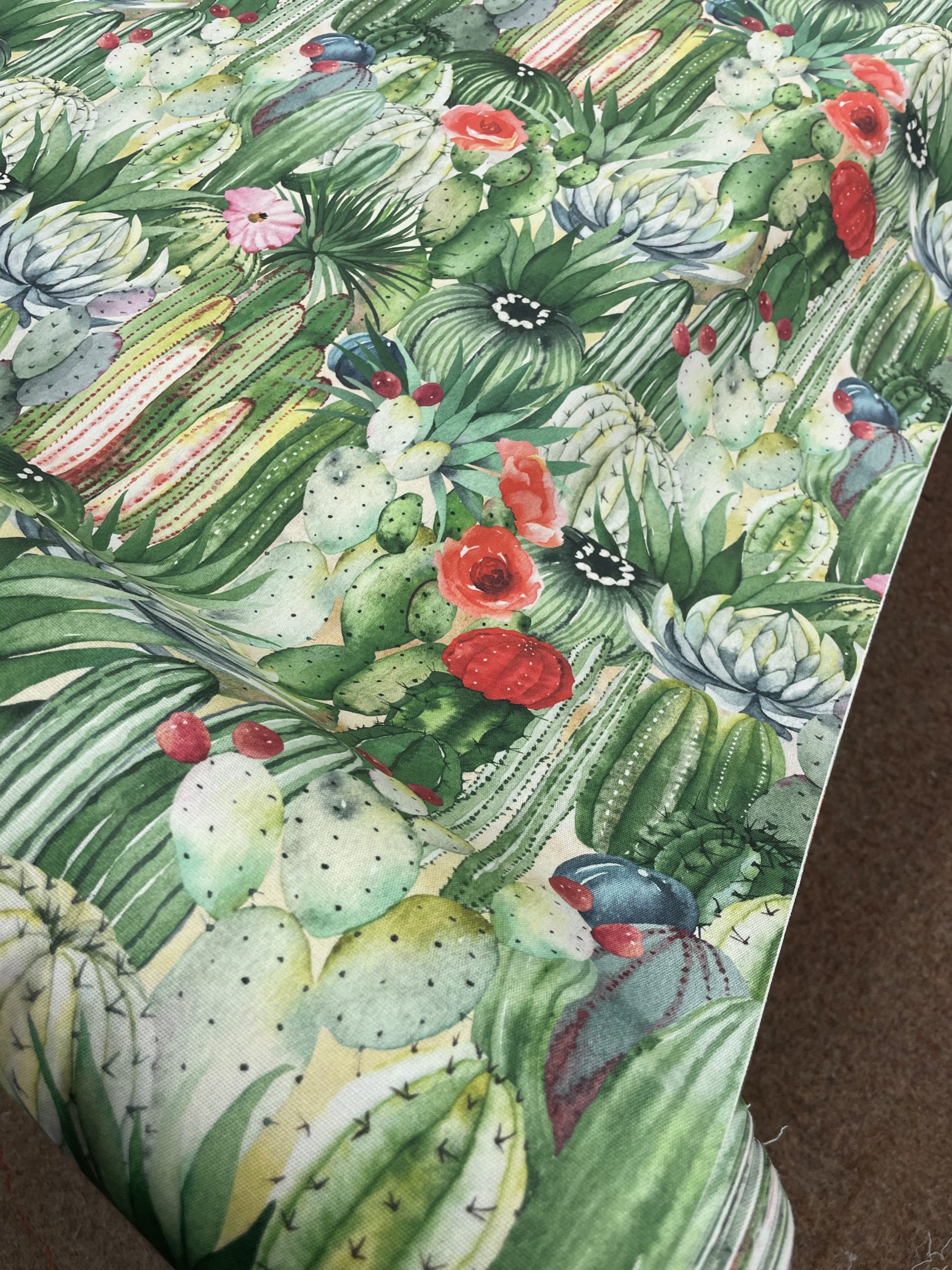 toile extérieure MOTIFS FEUILLAGES ET CACTUS VERTS Spécial Plein Air avec traitement anti taches outdoor