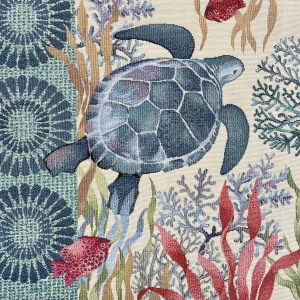 Carrés TORTUE DE MER en tissu jacquard bien épais, parfaits pour coudre vos coussins ou pour toutes vos créations DIY et transformer ces jolis carrés en sacs ou totebags uniques et originaux !