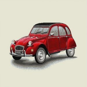 Tissu face de coussin - 2 CV Rouge