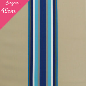 Tissu toile transat plein air motif Cap Ferret couleur bleu