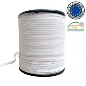 élastique pour masques plat en 7mm coloris blanc protection contre covid 19 coronavirus