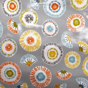 toile coton panama épaisse traitée PVC pour nappage solide et facile à laver motif fleurs stylisées