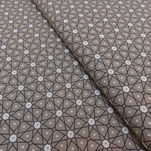 Tissu coton imprimé - Ceramik Taupe x 10 cm