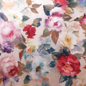tissu ameublement Coton imprimé en largeur 140cm Style Anglais Motifs Roses Antiques