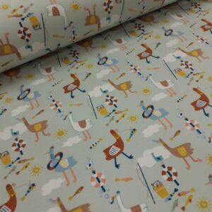 tissu jersey fin bio et oekotex motifs enfantins