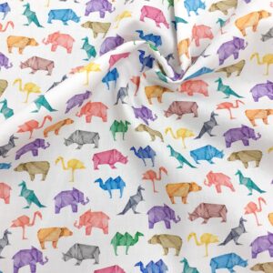 tissu coton oekotex imprimé ORIGAMI FOND BLANC pour coudre vêtements et petites créations Déco DIY