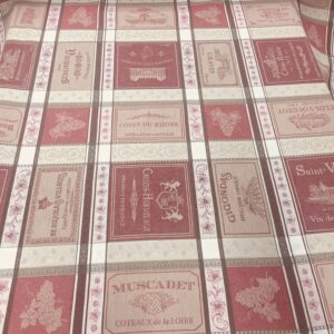 BAR A VIN tissu coton grande largeur 180CM Etiquettes de vin col bordeaux? TRAITEMENT ANTI TACHES ENTRETIEN FACILE