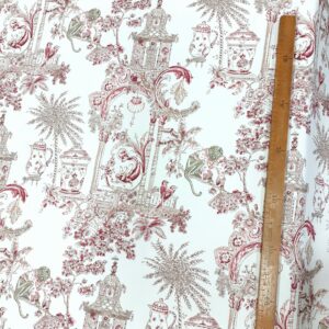 tissu ameublement en grande largeur 280cm imprimé style toile de jouy Coloris Beige/Rouge