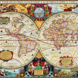 panneau tapisserie XXL mappemonde style Renaissance de Christophe Colomb