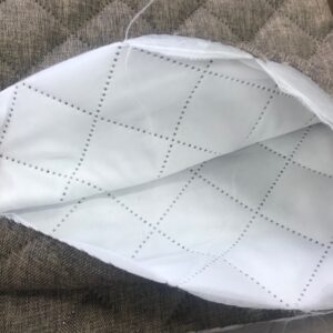 tissu matelassé marron chiné avec envers ouatiné doublure blanche