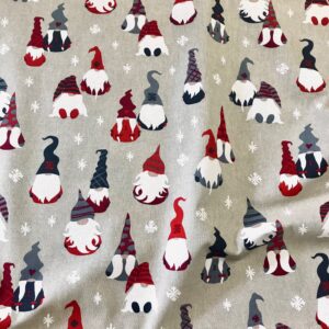 jolis imprimés GNOMES sur une toile aspect lin demi panama