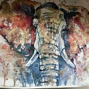 Grand carré Tapisserie XXL motif ELEPHANT pour encadrer sur un mur en déco murale