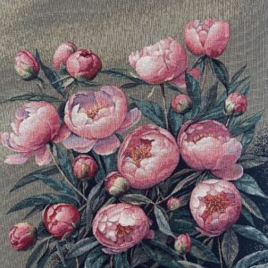 Carrés BOUQUET PIVOINES en tissu jacquard bien épais