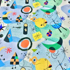 tissu motifs stylisés façon MIRO