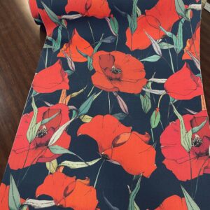 COQUELICOT BLEU tissu plein air pour transat en largeur 44cm polyester traité anti-taches