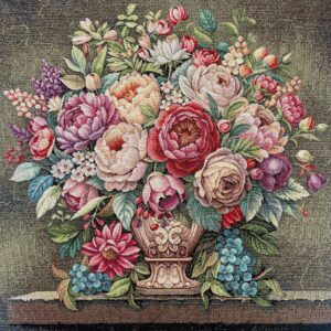 Carrés BOUQUET PIVOINES en tissu jacquard bien épais